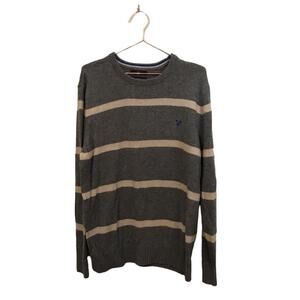 American Eagle Gray Striped Athletic Fit Sweater - XXL